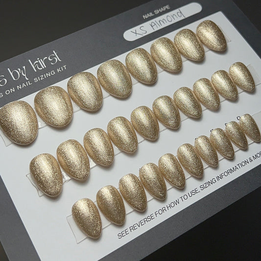 Gold Glitter XS Almond Wearable Sizing Kit - Ready To Ship
